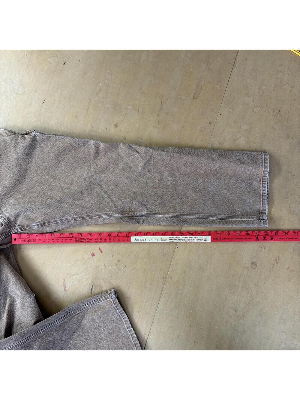 Tan Carhartt Canvas Carpenter Workwear Pants Relaxed Fit Size 34/28 - Picture 4 of 7
